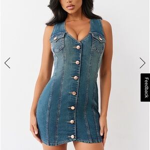 New True Religion Blue Denim Mini Dress
